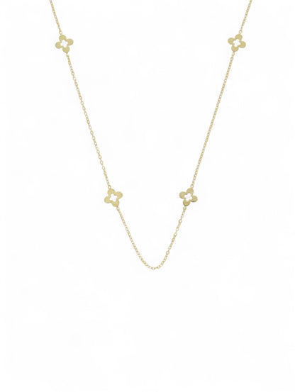 Flowers & Fine Chain Necklace in 9ct Yellow Gold
