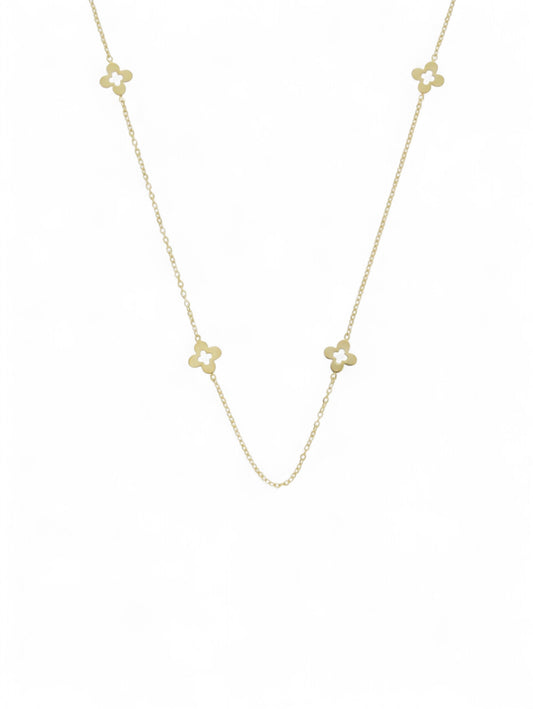 Flowers & Fine Chain Necklace in 9ct Yellow Gold