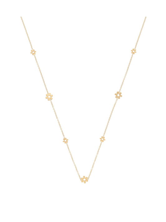 Alternating Flower Necklace in 9ct Yellow Gold