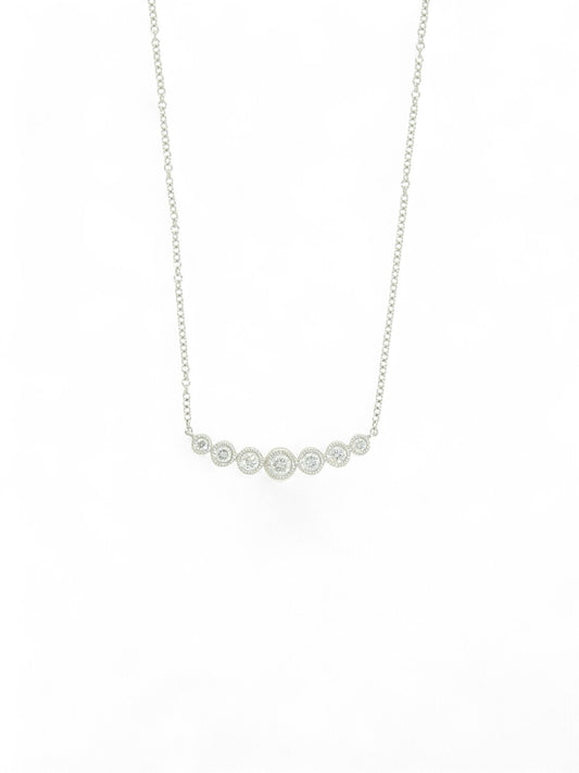 Diamond Graduated Curve Bar Necklace in 18ct White Gold