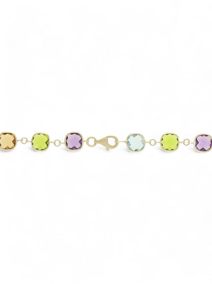 Multi Stone Cushion Cut Necklet in 9ct Yellow Gold