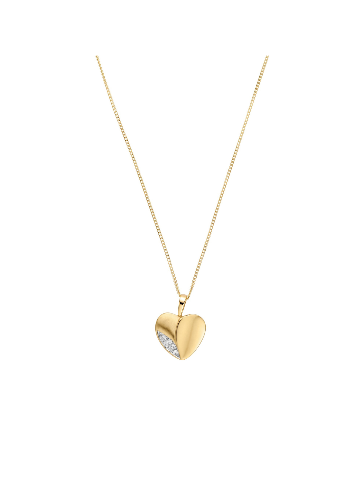 Diamond Heart Pendant with 0.045ct of Round Brilliant Diamonds in 9ct Yellow Gold
