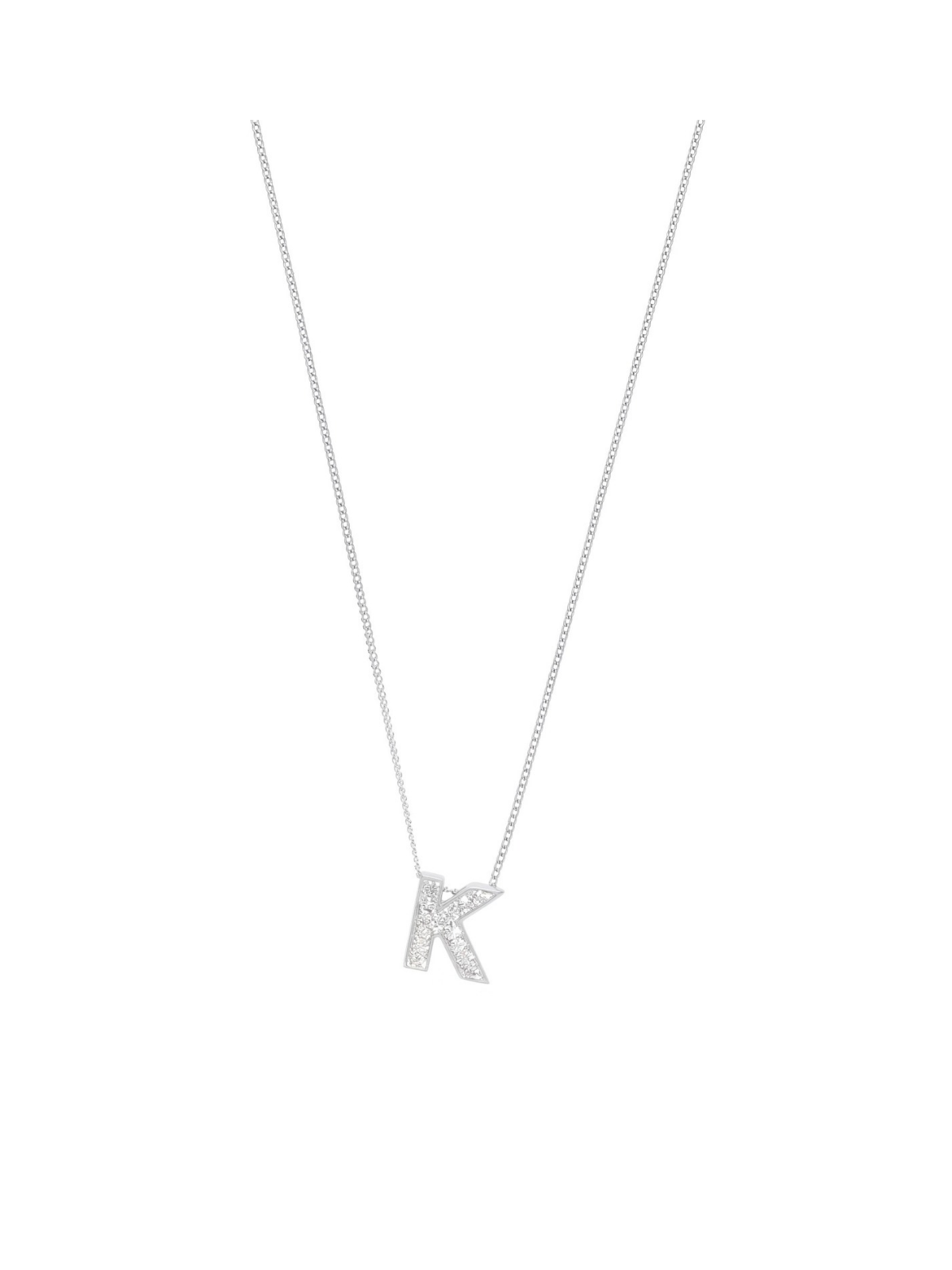Diamond Letter 'K' Pendant with 0.06ct of Round Brilliant Diamonds in 9ct White Gold