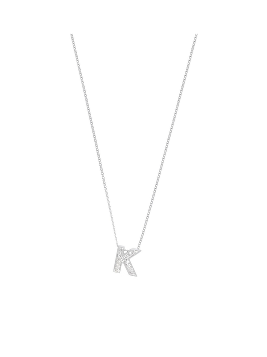 Diamond Letter 'K' Pendant with 0.06ct of Round Brilliant Diamonds in 9ct White Gold