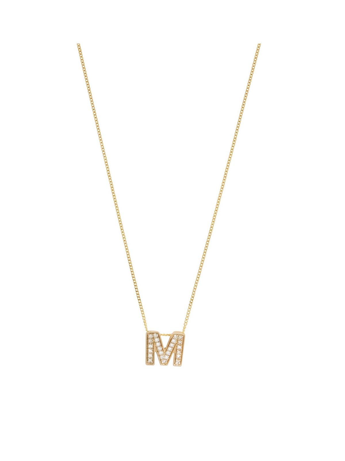 Diamond Letter 'M' Pendant with 0.10ct of Round Brilliant Diamonds in 9ct White Gold