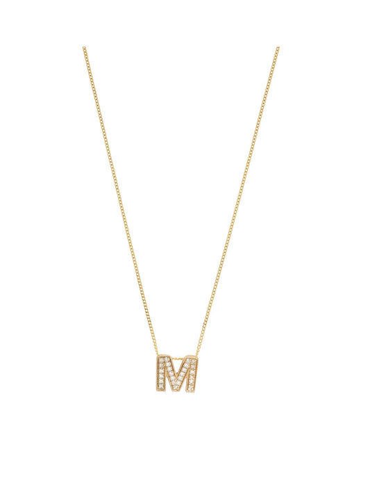 Diamond Letter 'M' Pendant with 0.10ct of Round Brilliant Diamonds in 9ct White Gold