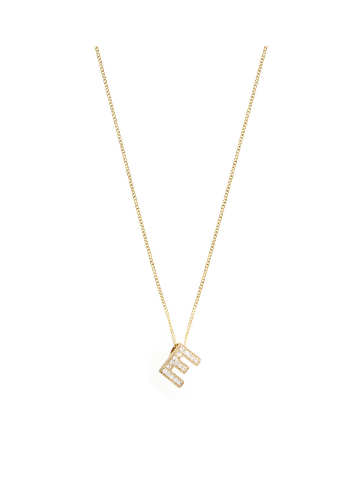 Diamond Letter 'E' Pendant with 0.07ct of Round Brilliant Diamonds in 9ct Yellow Gold