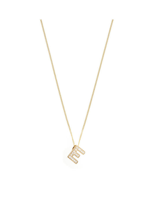 Diamond Letter 'E' Pendant with 0.07ct of Round Brilliant Diamonds in 9ct Yellow Gold