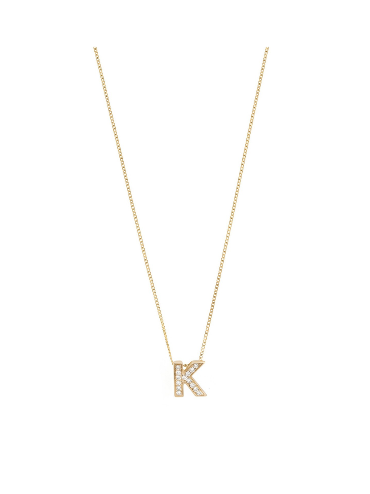 Diamond Letter 'K' Pendant with 0.06ct of Round Brilliant Diamonds in 9ct Yellow Gold
