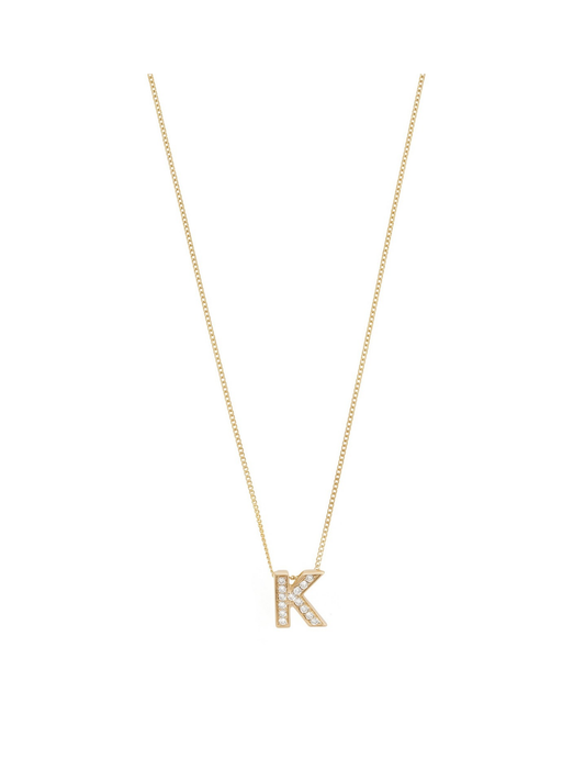 Diamond Letter 'K' Pendant with 0.06ct of Round Brilliant Diamonds in 9ct Yellow Gold