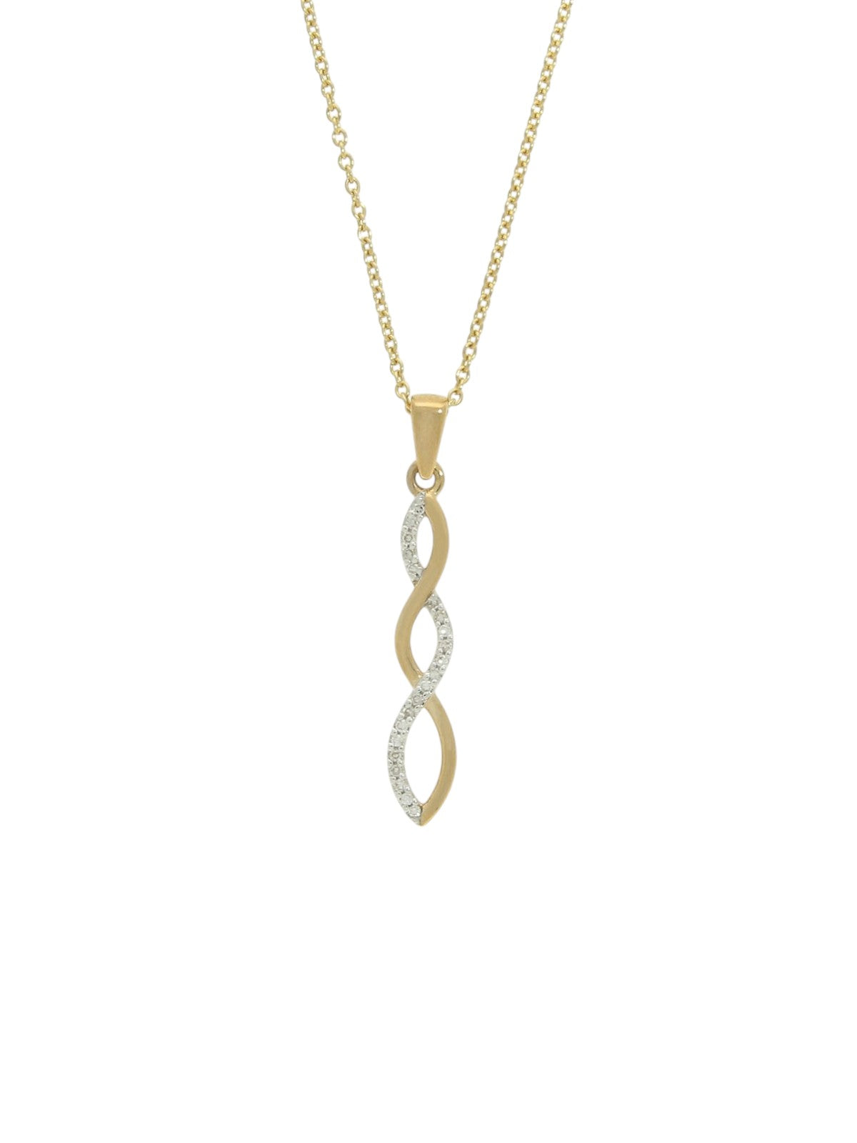 Diamond Twist Pendant Necklace in 9ct Yellow Gold