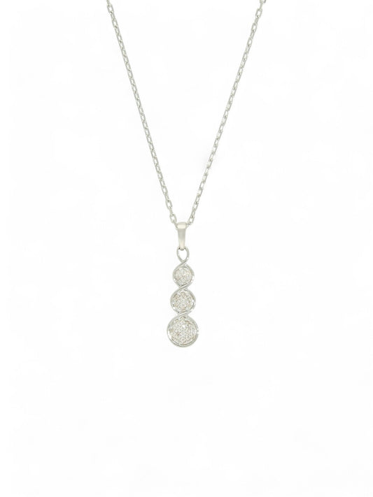 Diamond Pave Drop Pendant Necklace in 9ct White Gold