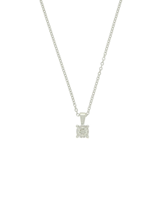 Diamond Round Brilliant Miracle Set Pendant Necklace 0.17ct in 9ct White Gold