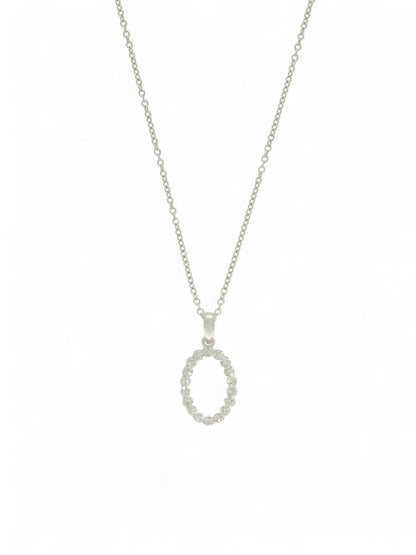 Diamond Oval Pendant Necklace in 9ct White Gold