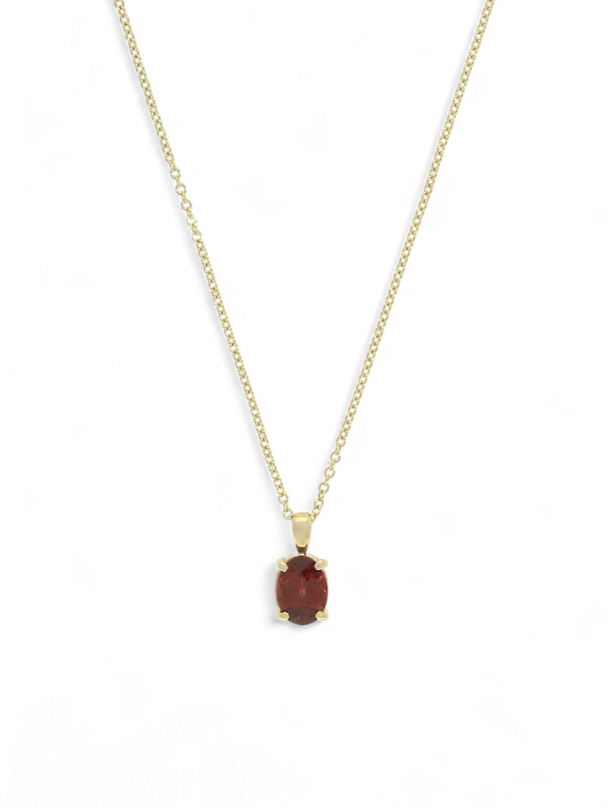 Garnet Oval Cut Pendant Necklace in 9ct Yellow Gold