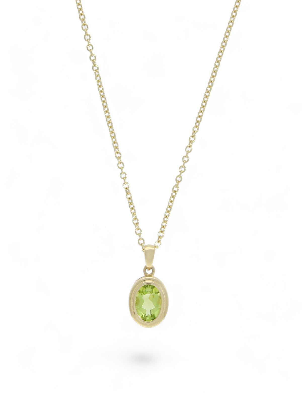 Peridot Oval Single Stone Pendant in 9ct Yellow Gold