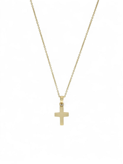 Curved Cross Pendant Necklace 10x15mm in 9ct Yellow Gold