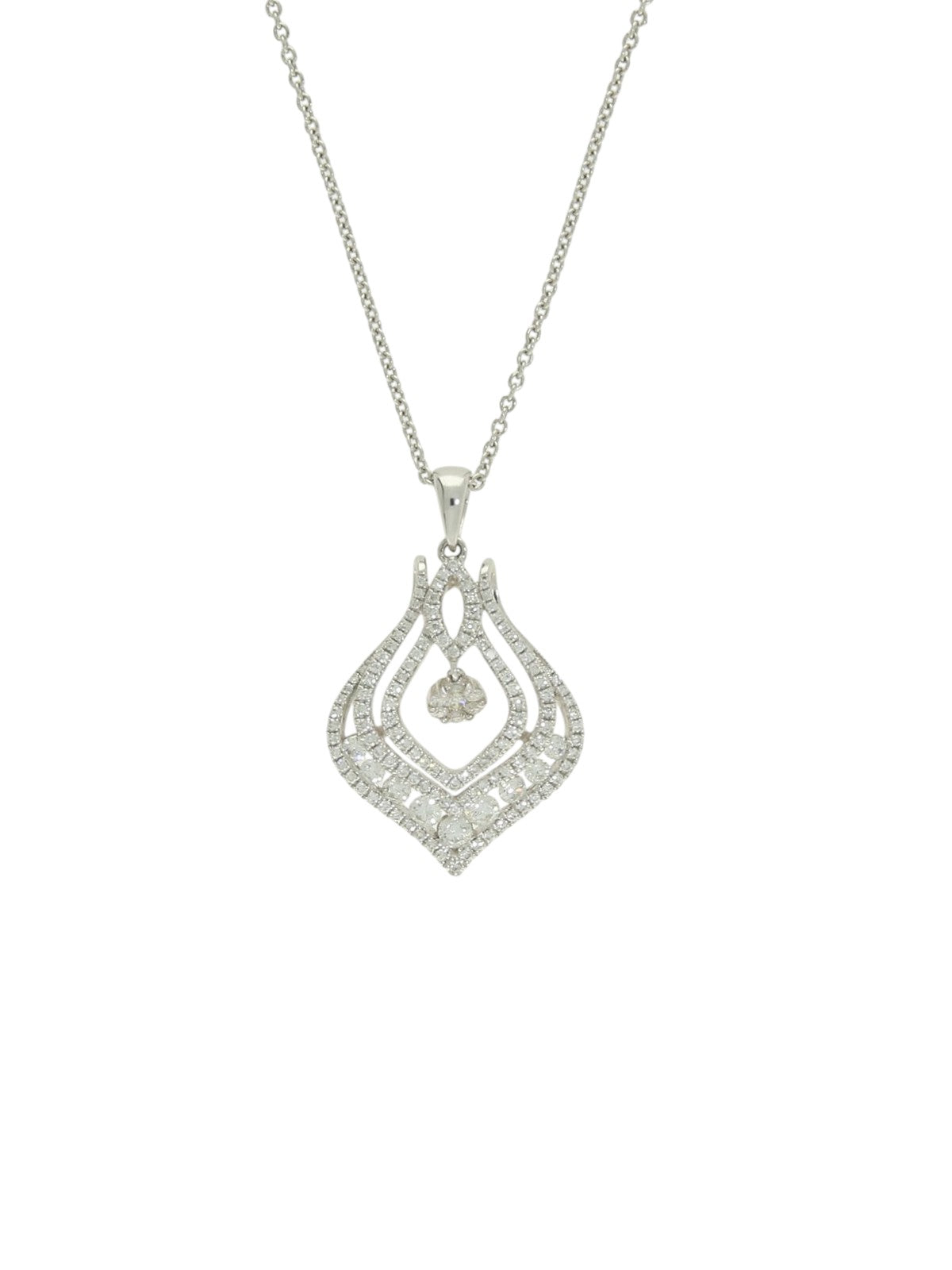 Fancy Dangle Diamond Pendant Necklace 1.49ct in 18ct White Gold