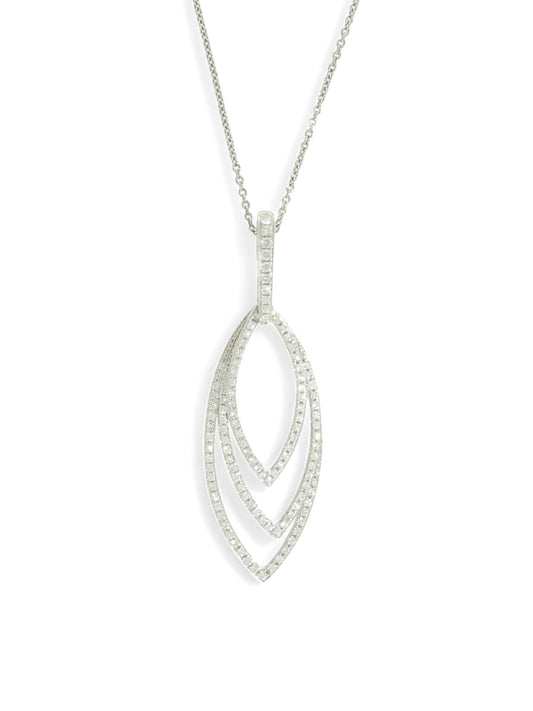Triple Marquise Diamond Pendant Necklace 0.91ct in 18ct White Gold