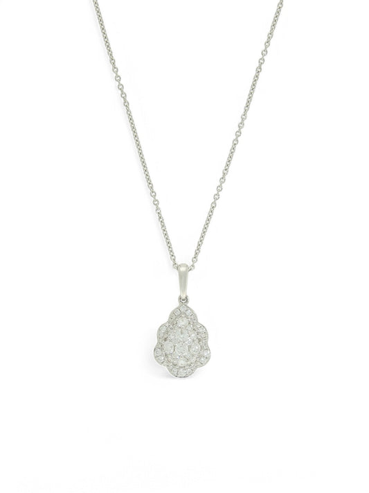Diamond Cluster Pendant Necklace in 18ct White Gold
