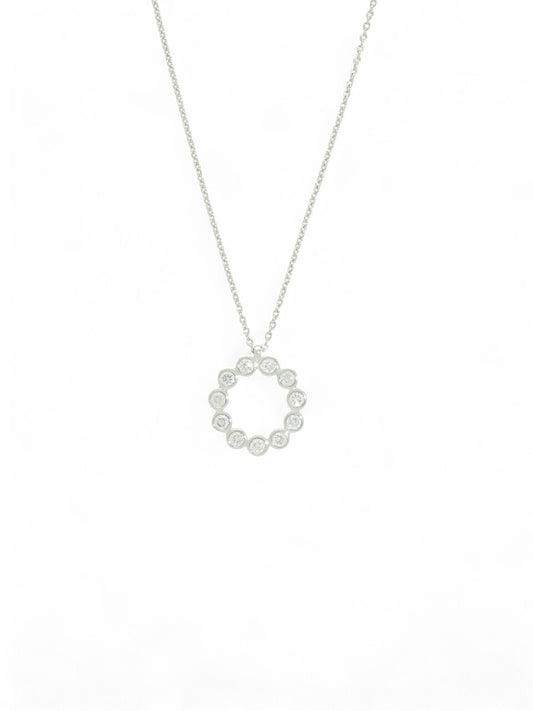 Diamond Bezel Set Bubble Pendant 0.33ct in 18ct White Gold on 18" Chain