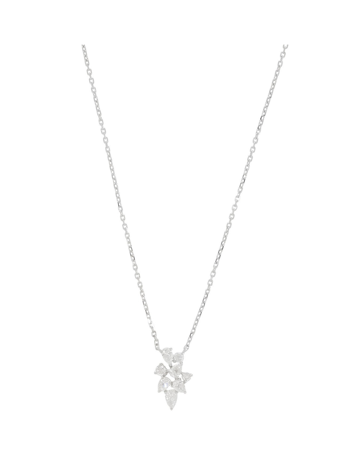Diamond Cluster Pendant with 0.51ct of Pear & Round Brilliant Diamonds in 18ct White Gold