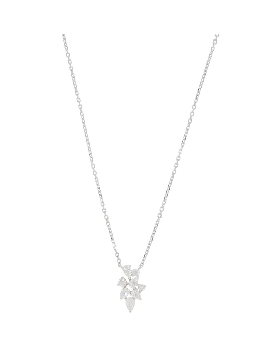 Diamond Cluster Pendant with 0.51ct of Pear & Round Brilliant Diamonds in 18ct White Gold