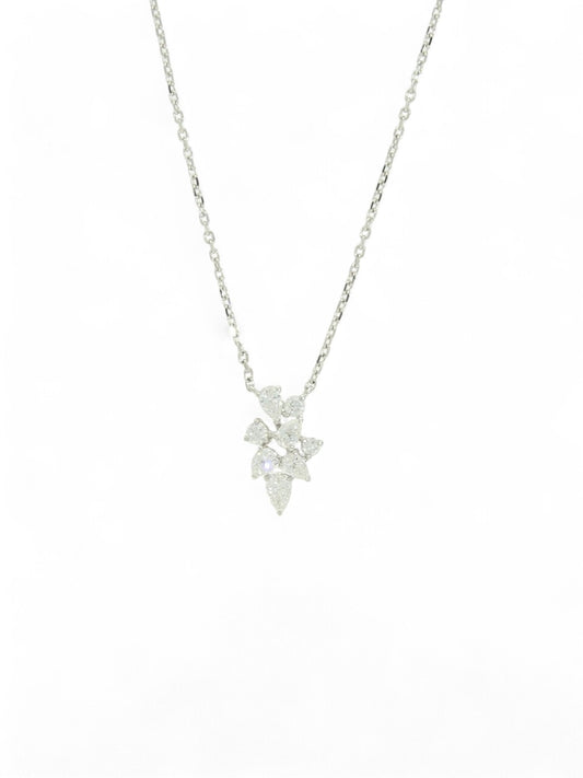 Diamond Cluster Pendant Necklace 0.51ct in 18ct White Gold