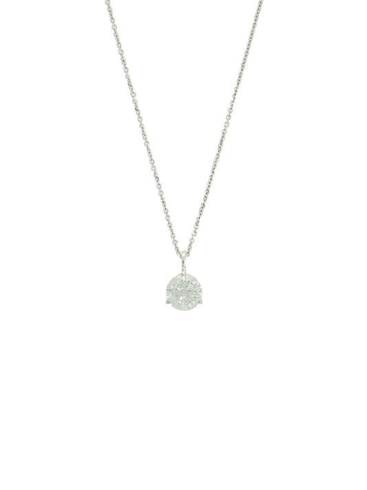 Diamond Round Brilliant Solitaire Pendant Necklace 1.00ct in 18ct White Gold