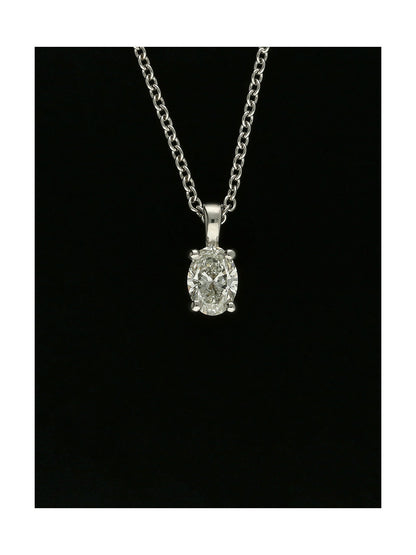 Diamond Oval Cut 0.40ct Solitaire Pendant Necklace in 18ct White Gold