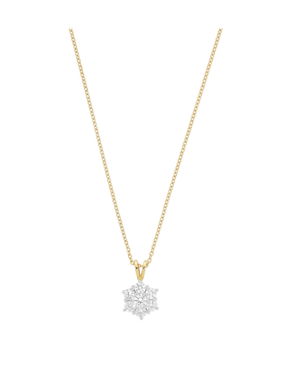 Diamond Cluster Pendant with 0.78ct of Round Brilliant Diamonds in 18ct Yellow & White Gold