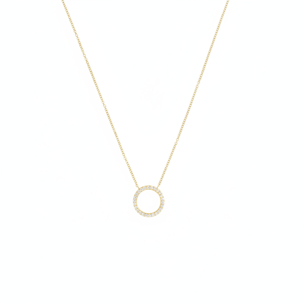 Diamond Circle Pendant with 0.10ct Round Brilliant Diamonds in 18ct Yellow Gold