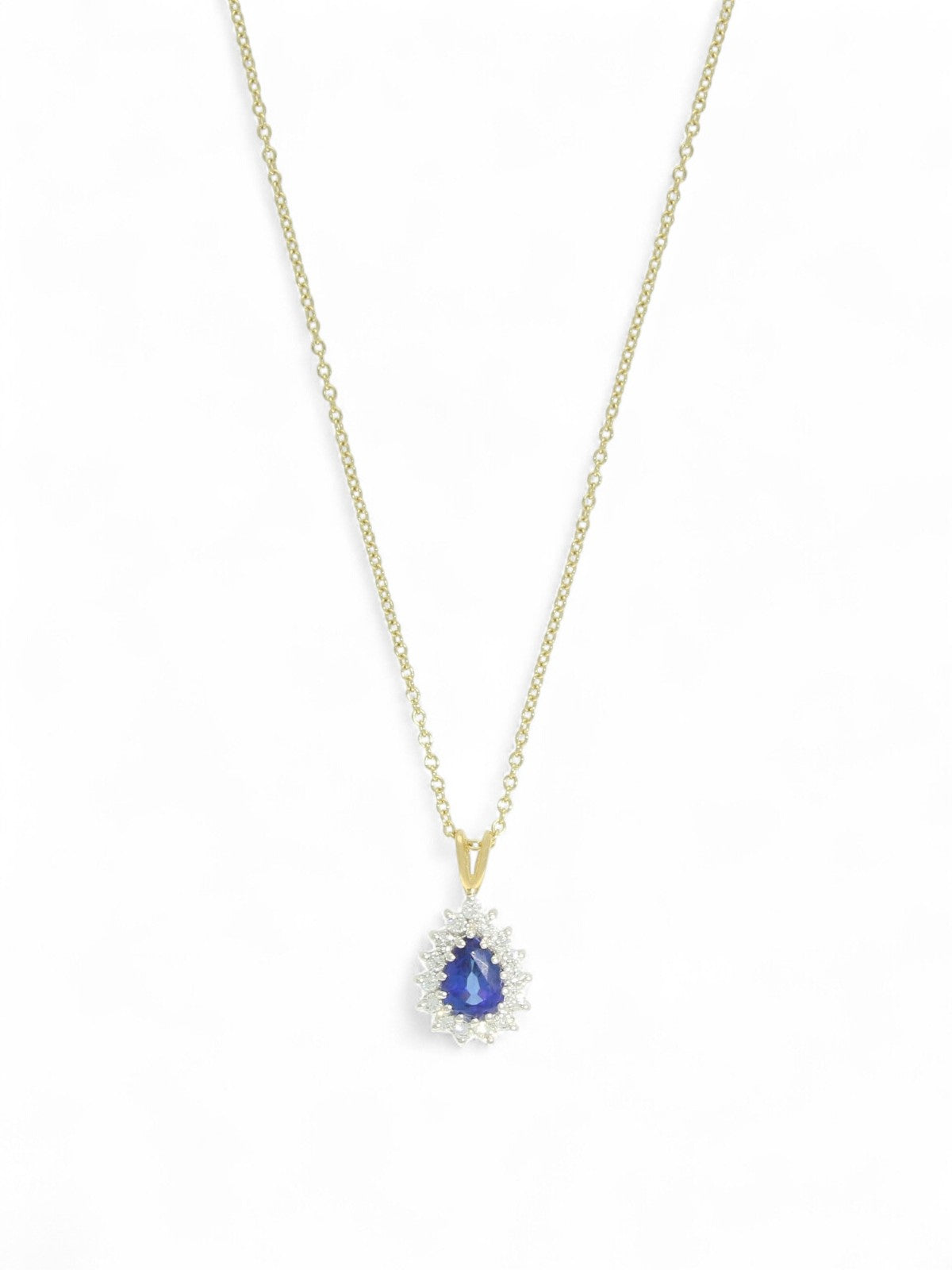 Sapphire & Diamond Cluster Pendant in 18ct Yellow & White Gold
