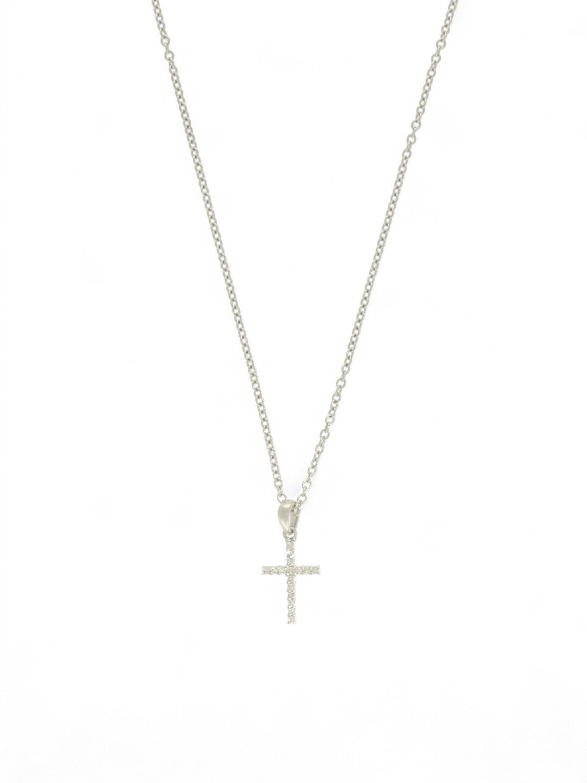 Diamond Cross Pendant on Chain in 9ct White Gold