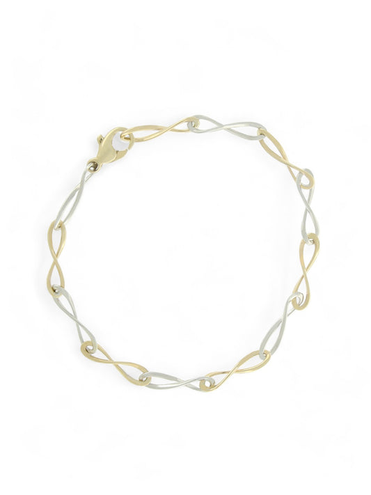 Elongated Figure of 8 Bracelet in 9ct Yellow & White Gold