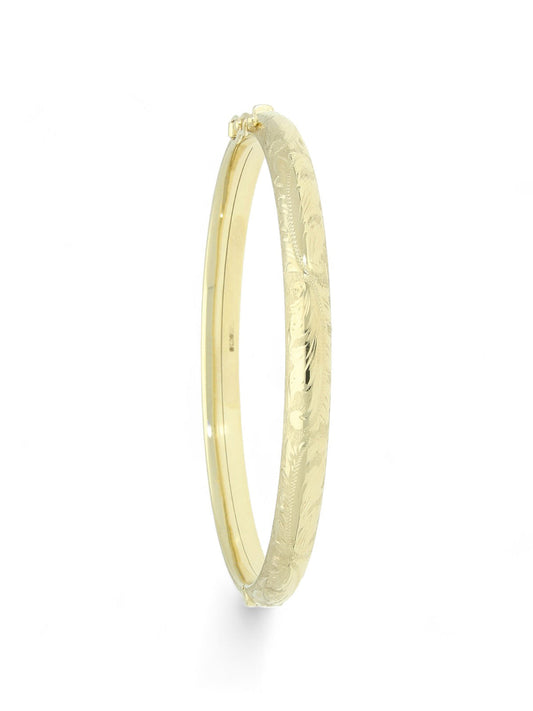 Hand Engraved Bangle in 9ct Yellow Gold
