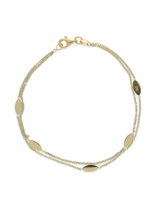 Oval Motif Double Row Station Bracelet in 9ct Yellow Gold