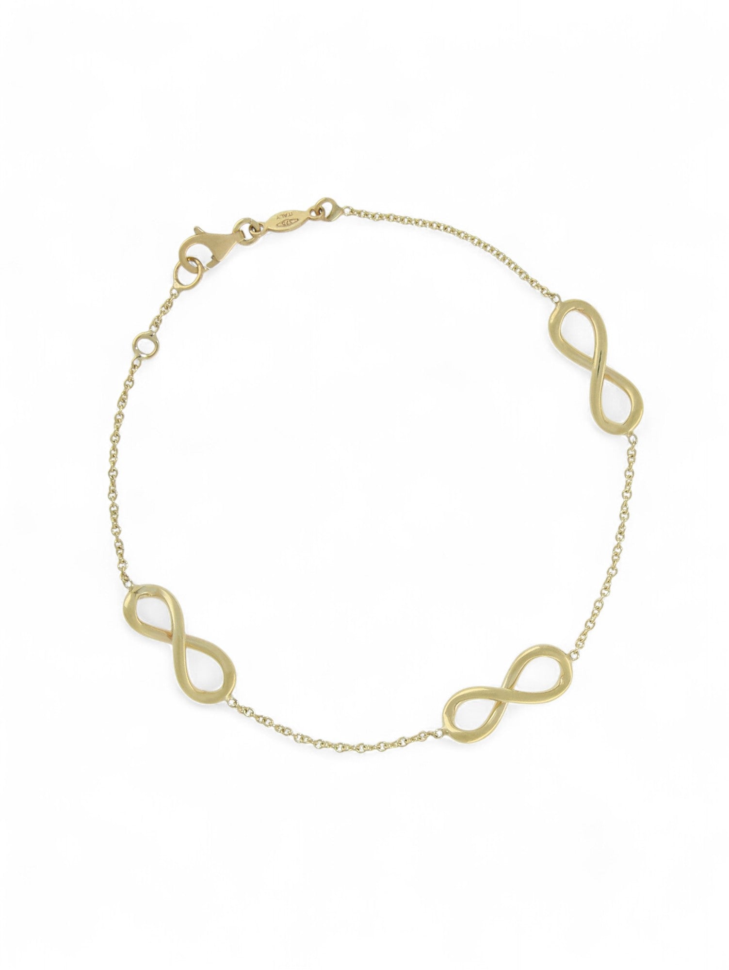 Infinity Motif Trace Chain Bracelet in 9ct Yellow Gold