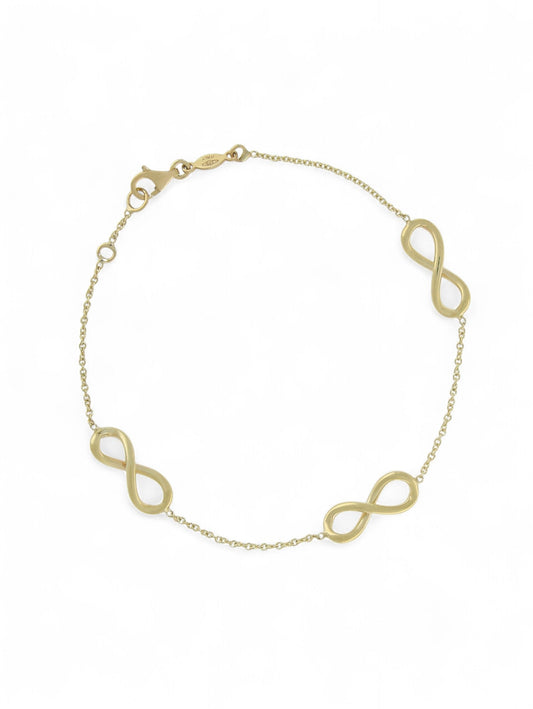 Infinity Motif Trace Chain Bracelet in 9ct Yellow Gold