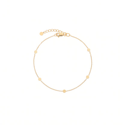 Mini Disc & Fine Chain Bracelet in 9ct Yellow Gold