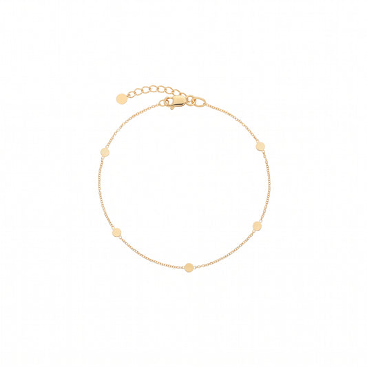 Mini Disc & Fine Chain Bracelet in 9ct Yellow Gold