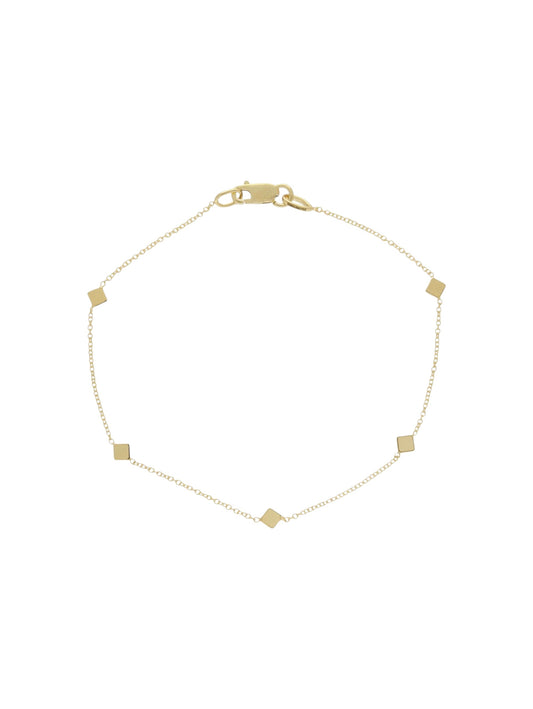 Mini Squares & Fine Chain Bracelet in 9ct Yellow Gold