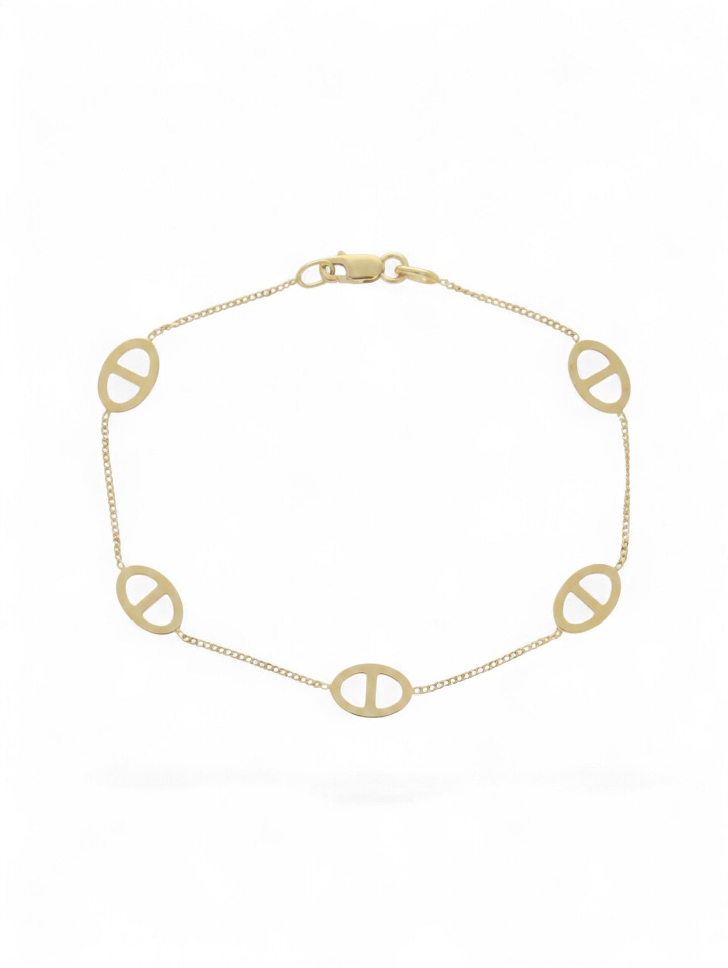 Fancy Oval & Fine Chain Bracelet in 9ct Yellow Gold