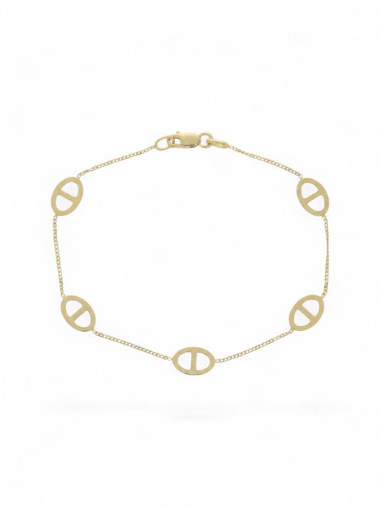 Fancy Oval & Fine Chain Bracelet in 9ct Yellow Gold