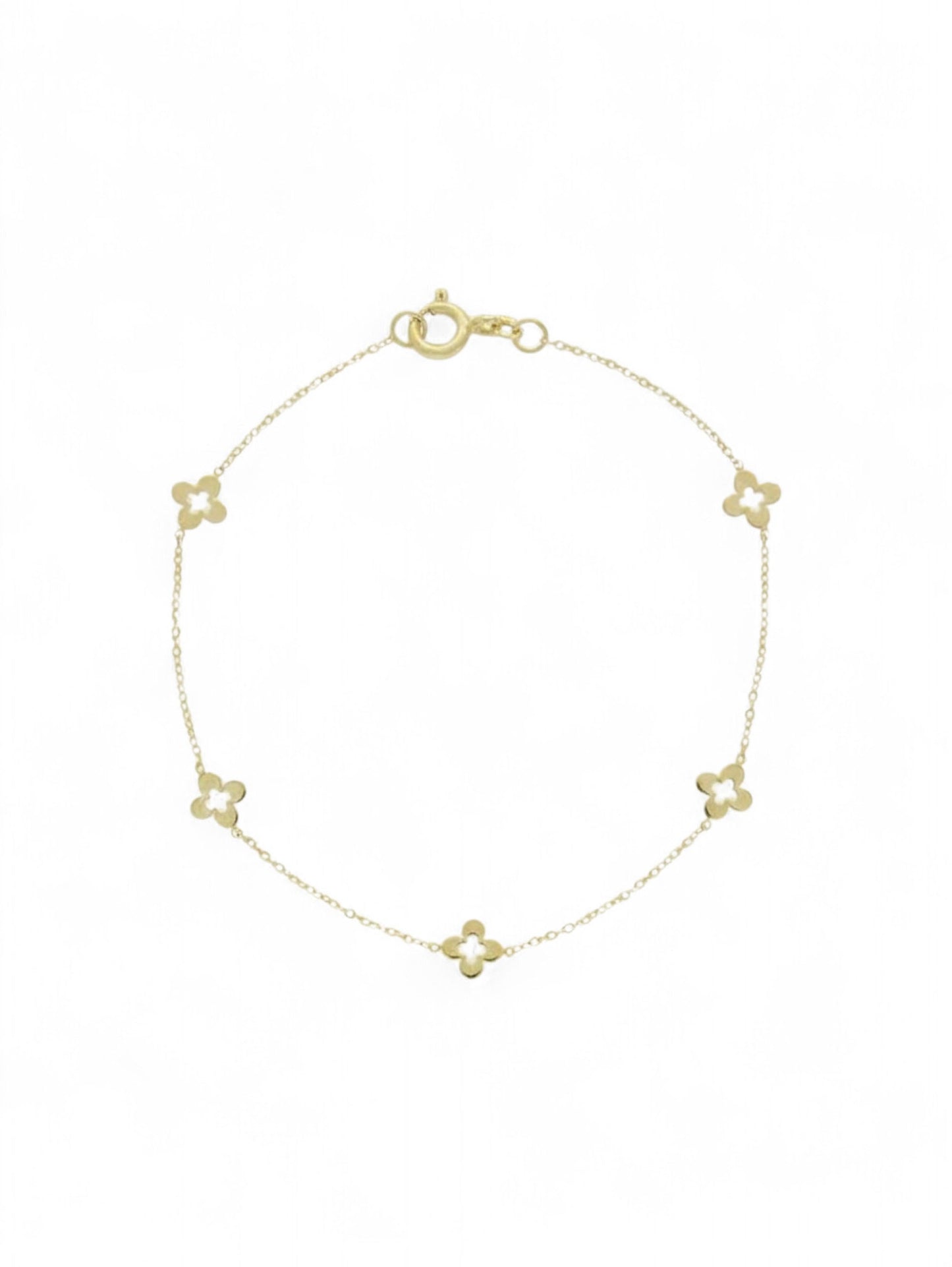 Flower & Fine Chain Bracelet in 9ct Yellow Gold