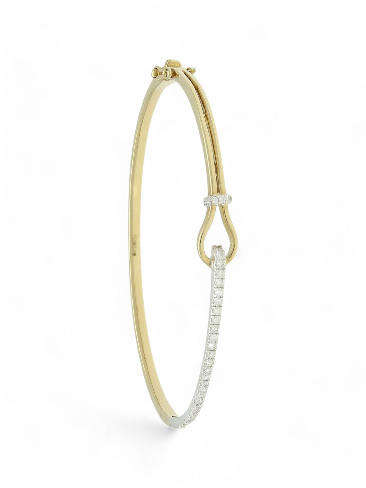 Diamond Bangle in 9ct Yellow and White Gold with Loop Detail