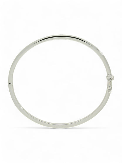 Diamond Round Brilliant Rubover Hinged Bangle in 9ct White Gold
