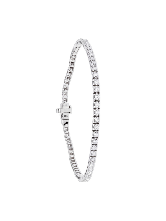 Diamond Line Bracelet with 1.01ct of Round Brilliant Diamonds in 9ct White Gold