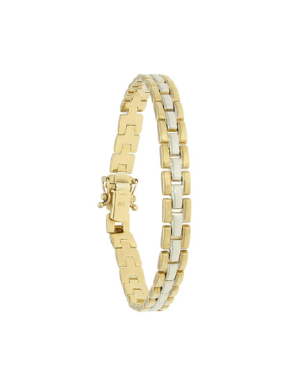 Three Row Brick Bracelet in 9ct Yellow & White Gold