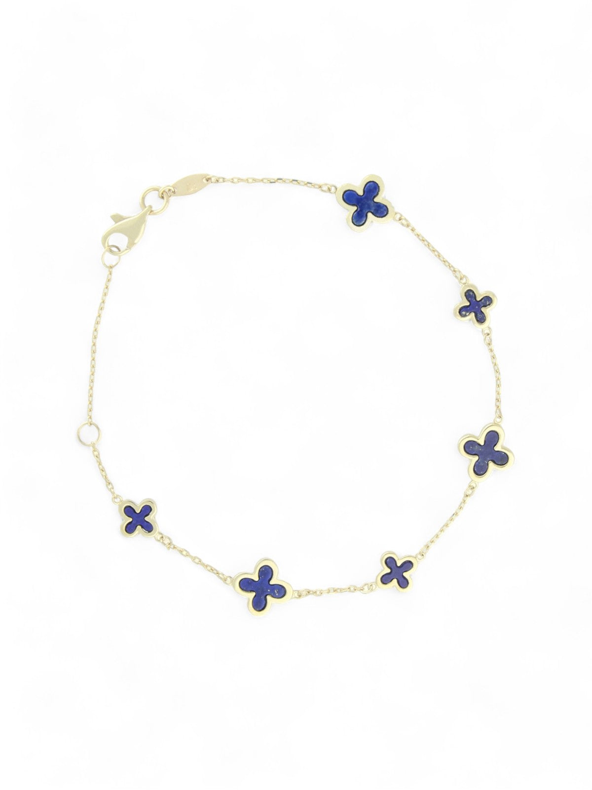 Lapis Six Flower Bracelet in 9ct Yellow Gold